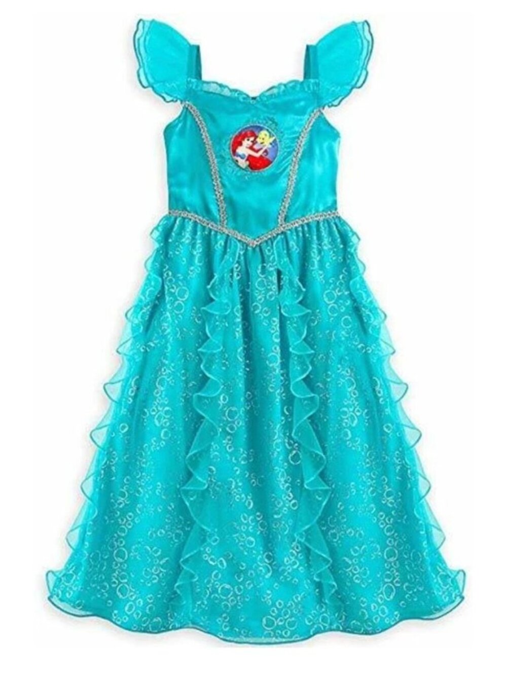 Disney Store Little Mermaid Ariel Dress 5/6 Costume Silky Nightgown Blue Glitter